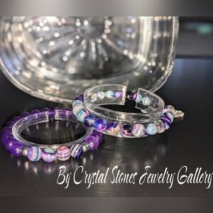 2pc Amethyst & Agate Abundance Stretch Bracelet